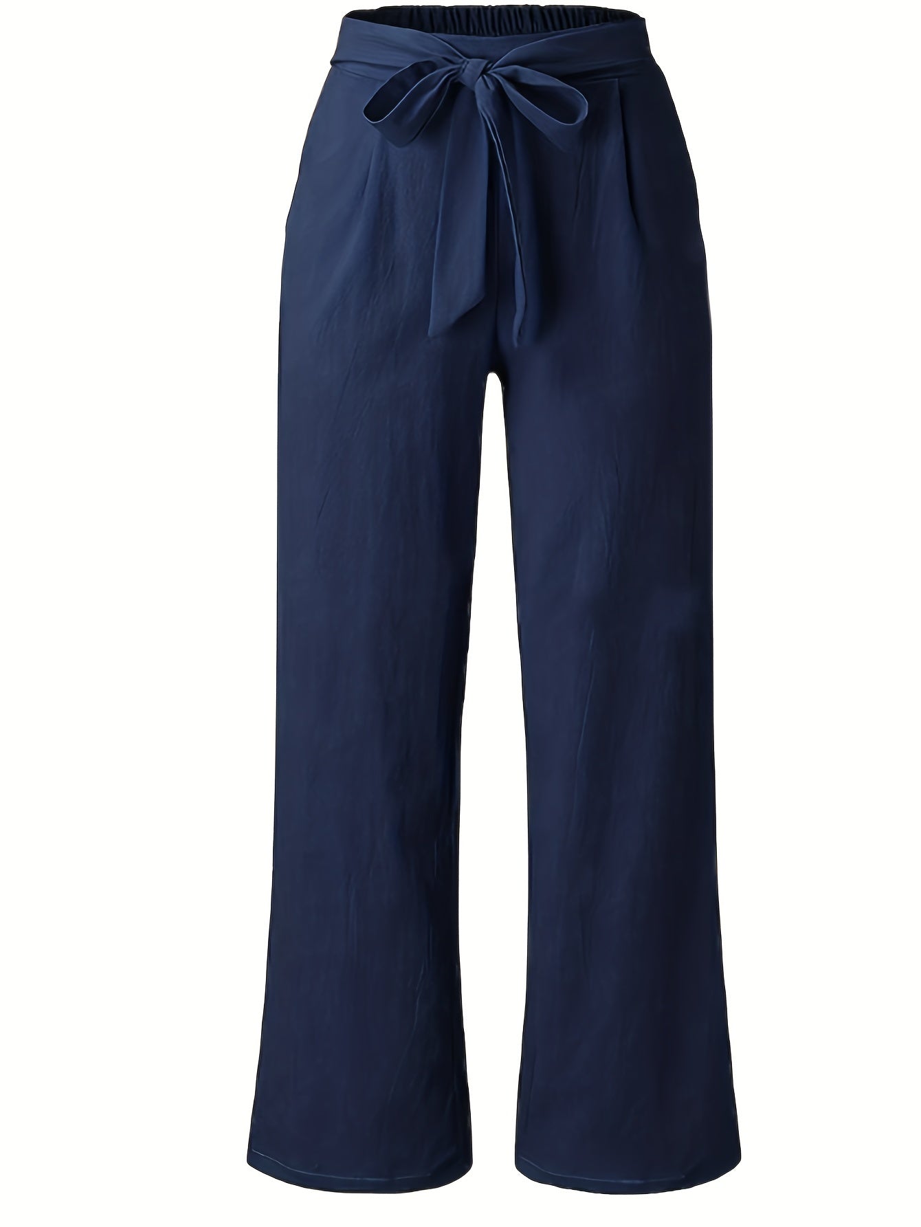 Women's Plus Elastic High Rise Wide Leg Trousers With Pockets