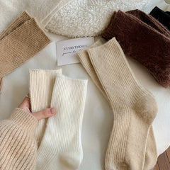 3 Pairs Solid Socks Comfy & Warm Women's Stockings