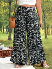  Wide Leg Trousers Elastic High Rise Floral Print Pants