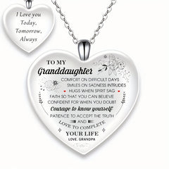 Heart Shaped Crystal Pendant Necklace Gift for Granddaughter