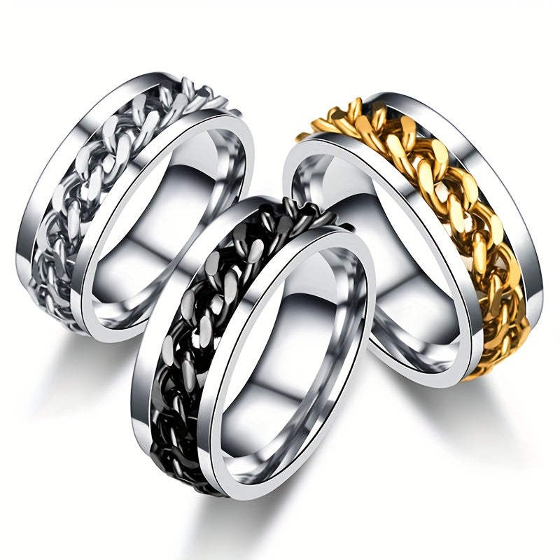 Titanium Steel Rotatable Chain Men's Ring Bottle Opener