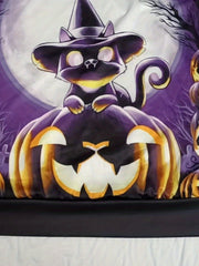  Halloween Sports Top Women's Plus Cat & Pumpkin Print Long Sleeve