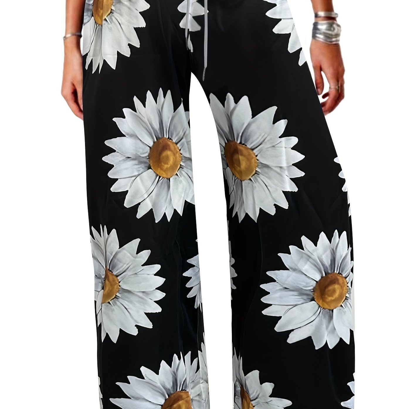  Daisy Print High Rise Casual Pants
