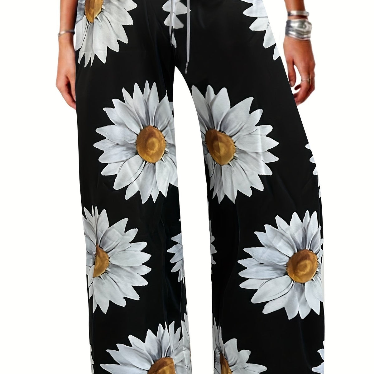 Daisy Print High Rise Casual Pants