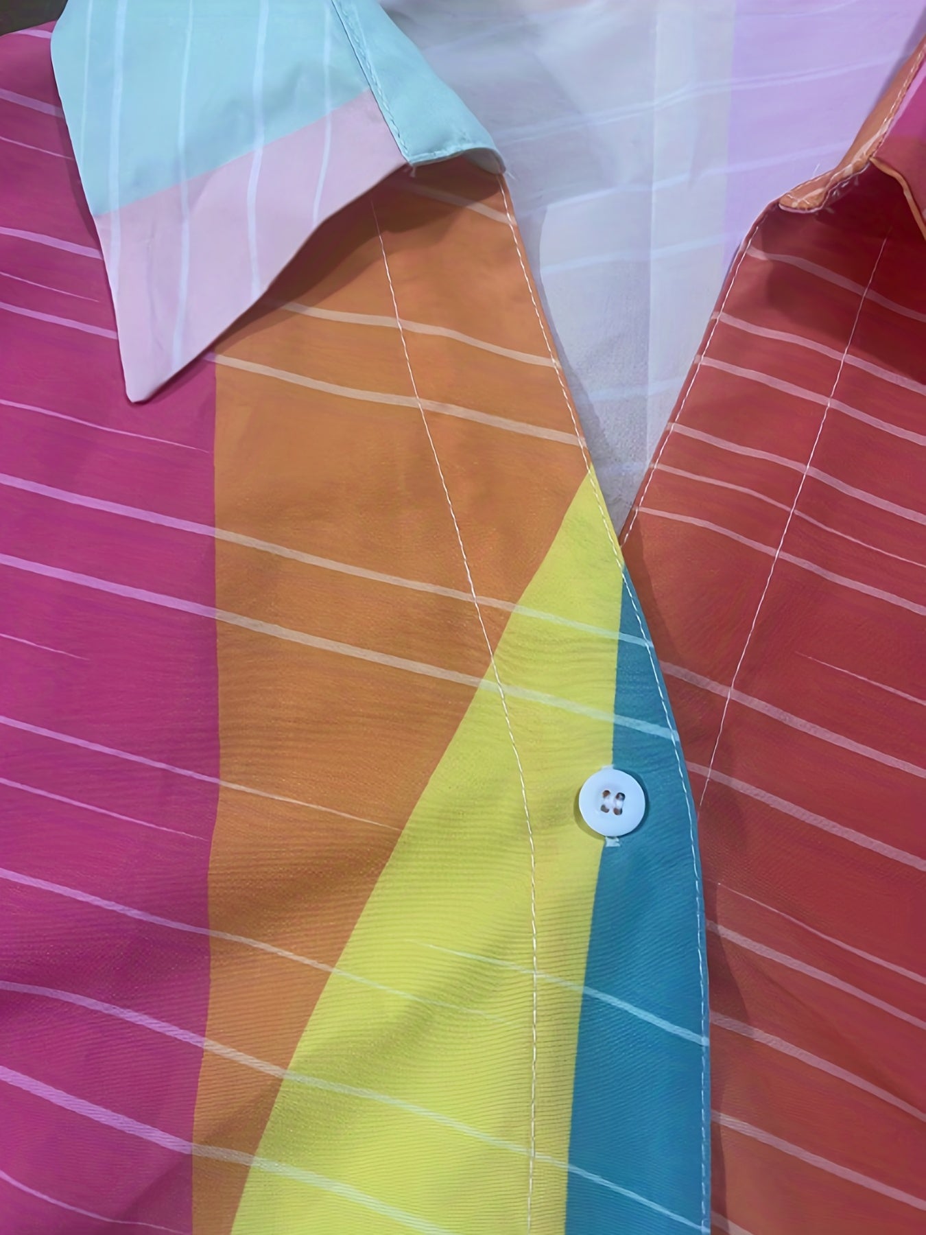  Stripe Print Long Sleeve Button Up Shirt