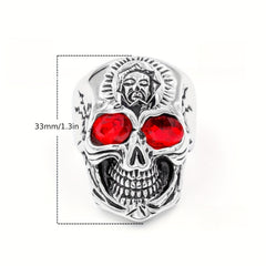 Vintage Skull Head Ring Cracked Ghost Head Rock Men's Ring Size 7 14