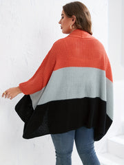  Colorblock Bell Sleeve Sweater Cardigan Women's Plus Casual Sweater