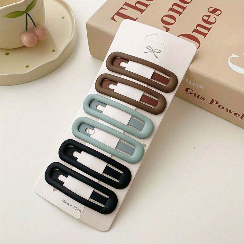 6pcs Solid Hair Clip Female Side Clip Bangs Clip Back Head Non slip Clip