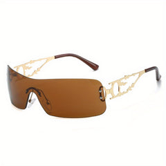 Y2K Rimless Wrap Sunglasses UV400 Hip Hop Eyewear