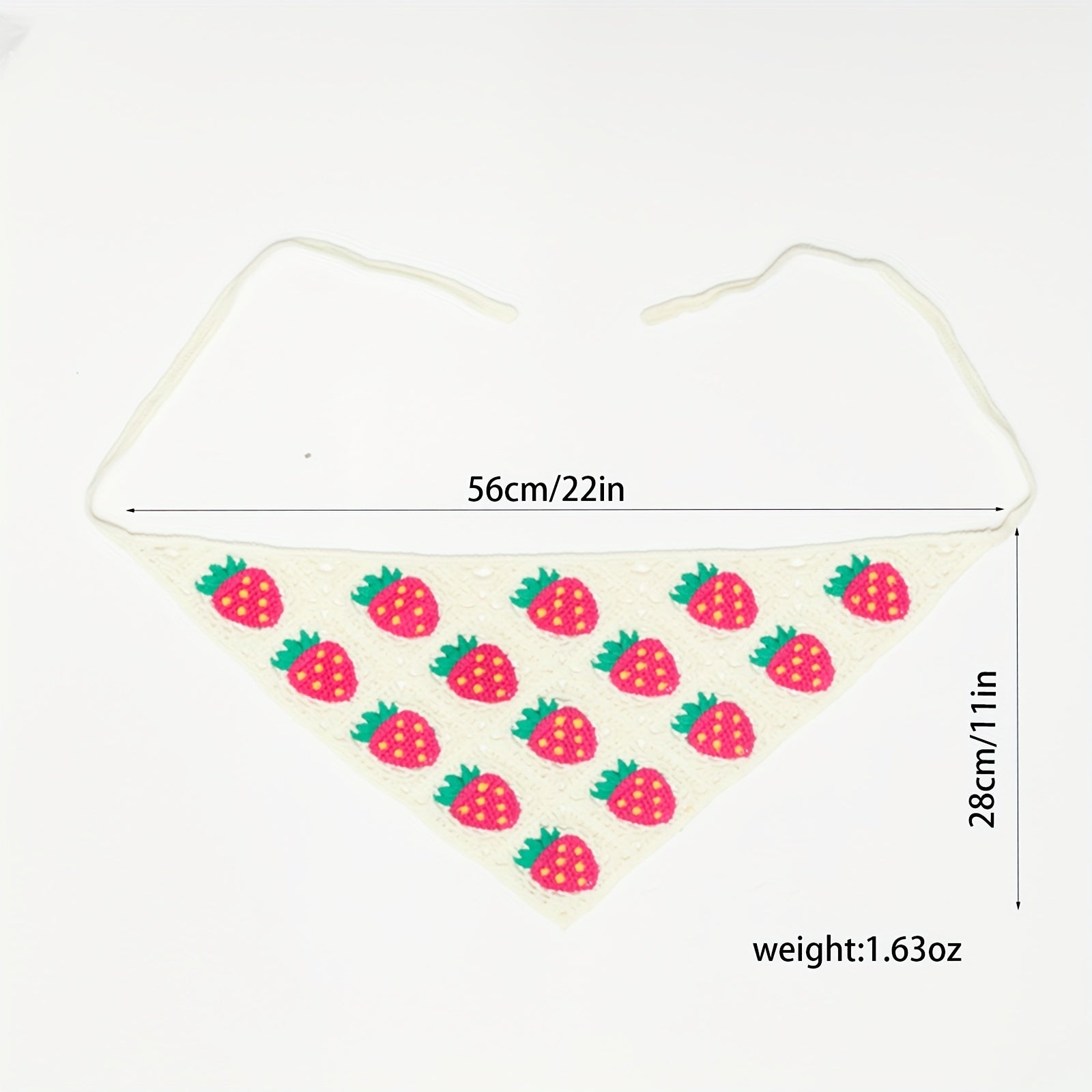 Sweet Strawberry Crochet Triangle Scarf Headband