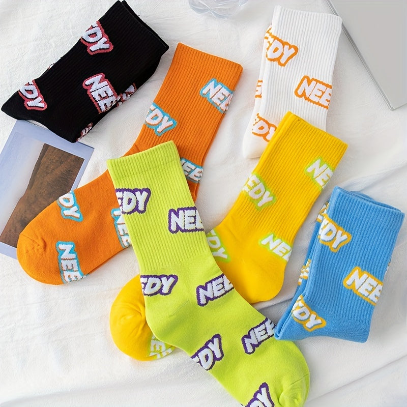 6 Pairs Letter Print Socks Women's Stockings & Hosiery