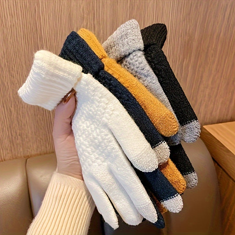 Warm Fleece Lined Knit Touch Screen Gloves for Cold Weather