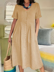  Women's V Neck Loose Fit Dress
