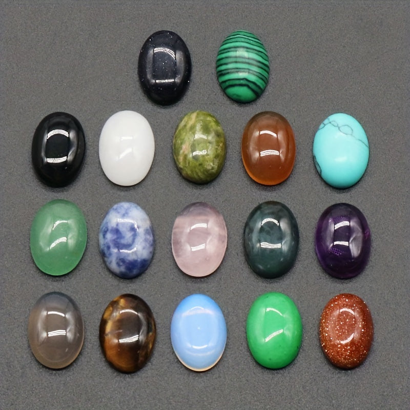 Natural Crystal Oval Ring Face DIY Inlaid Stone Jewelry