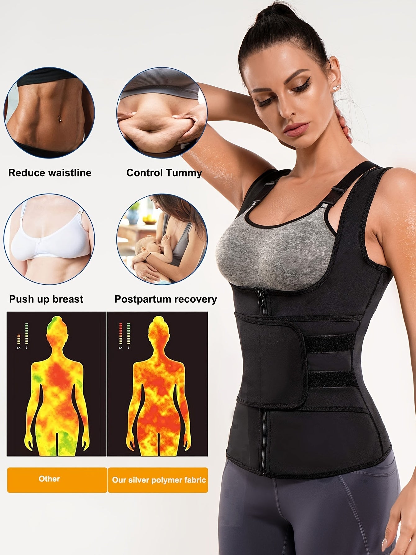 Zipper Shaping Tank Top Waist Trainer Tummy Control Open Bust Top