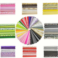 56pcs Fabric Patchwork Cotton Mixed Squares Bundle Sewing Quilting Craft