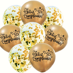 8pcs Set Happy Birthday Metal Latex Balloons Party Decoration