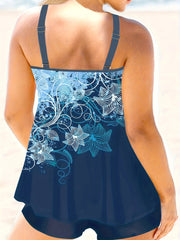 Floral Print Plus Size Tankini Set Cami Top & Shorts Swimsuit