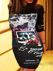  Retro Dress Women's Plus City View Print Dress