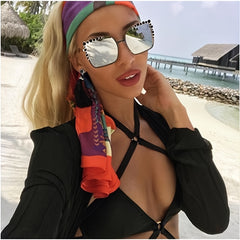 Square Frame Sunglasses Irregular Rim Metal Sun Glasses For Women Girls