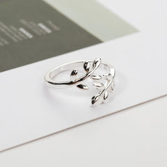 Leaf Shape Open Ring Adjustable Size Jewelry For Women Girls