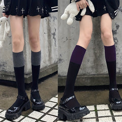 Colorblock Calf Socks All-match Knee High Socks Women's Stockings