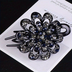 Women Rhinestone Hair Clip Large Glitter Flower Duck Billed Clip