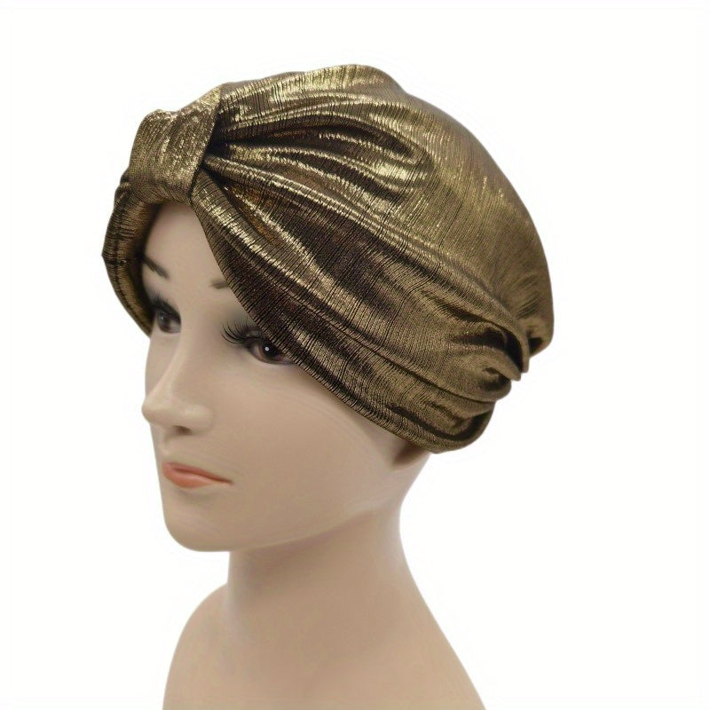 Glitter Solid Turban Cap Bowknot Head Wrap Chemo Hats