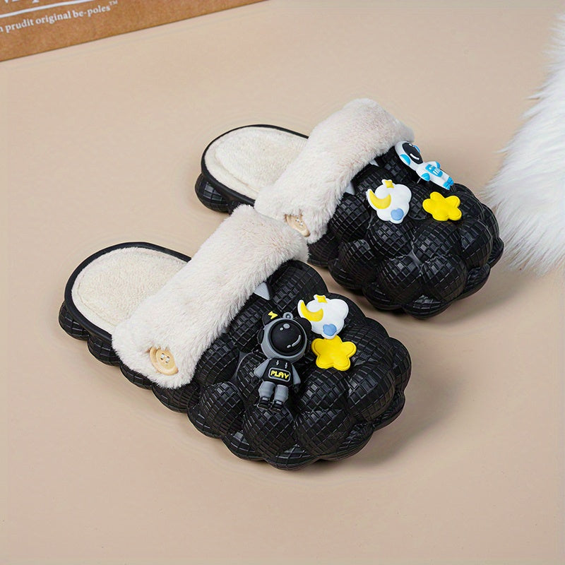 Kids' Cartoon Charms Warm Clogs