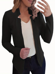 Solid Open Front Jacket for Women's Business Attire
