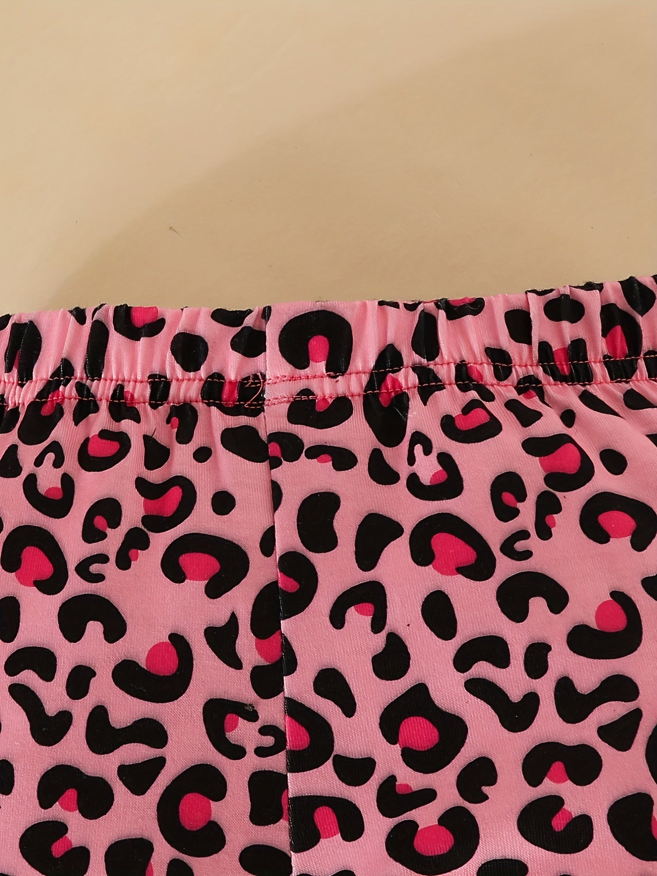 Baby Girl Cartoon Print Romper & Leopard Print Flared Set
