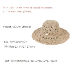 Boho Crochet Straw Visor Hat Metal Label Lightweight Sunscreen Cap