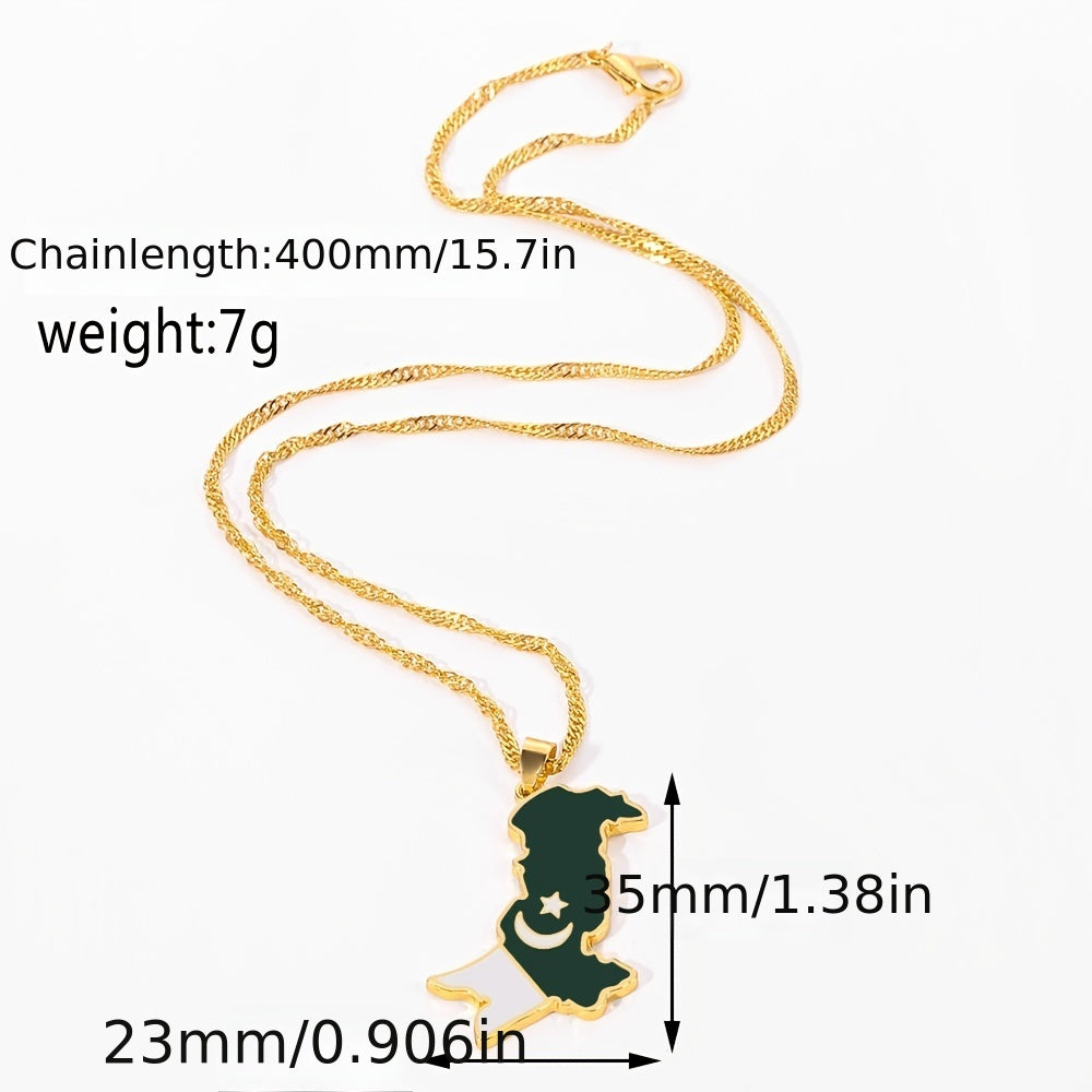 Geographic Map Pendant Necklace Artificial Jewelry