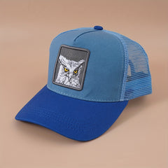 Animal Patch Baseball Cap Block Mesh Adjustable Trucker Hat Vintage S