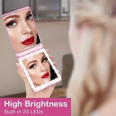 Compact LED Travel Makeup Mirror Rechargeable 1x 3x Magnifying Mirror
