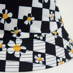 Checkerboard Plaid Flower Basin Hat Sun Hat for Men