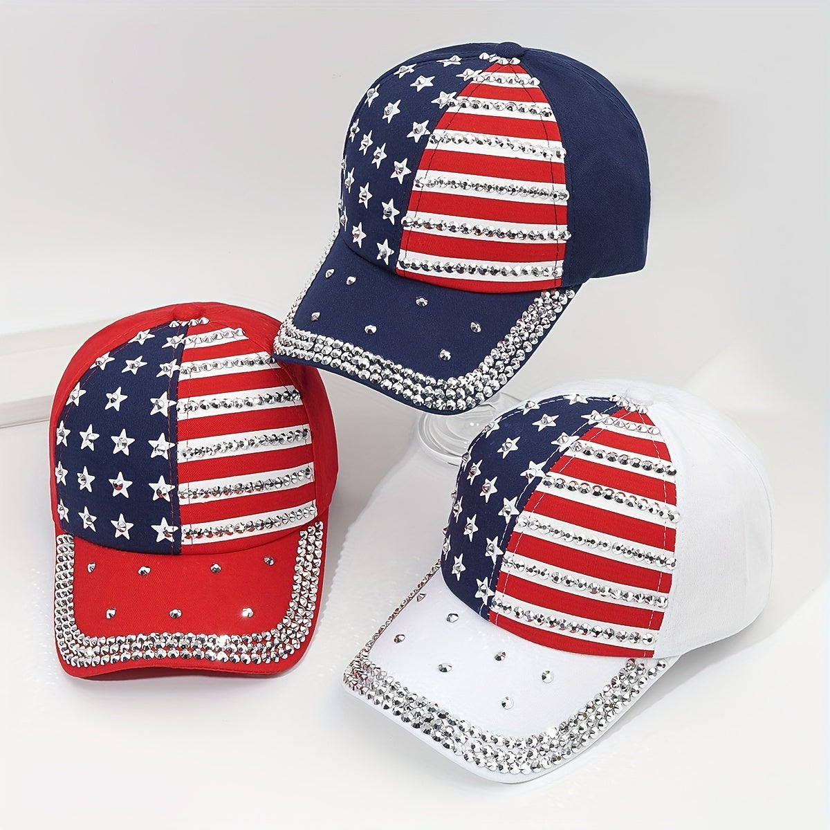 Rhinestone Baseball Cap for Couples Adjustable Sports Hat