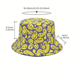 Flame Print Reversible Bucket Hat Cartoon Casual Basin Hat