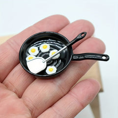 7pcs Food Play Pan Fried Egg and Spatula Set for Dollhouse Scene