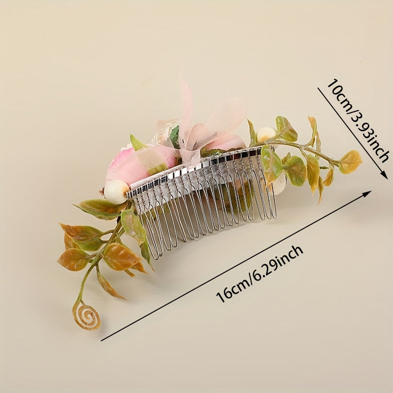 Boho Rose Side Comb Floral Hair Accessory