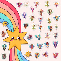100 Princess Fairy Stickers Pack Waterproof Vinyl Cartoon Princess Girls Decals