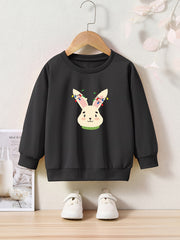 Christmas Light Bunny Graphic Crew Neck Long Sleeve Sweatshirt Kids