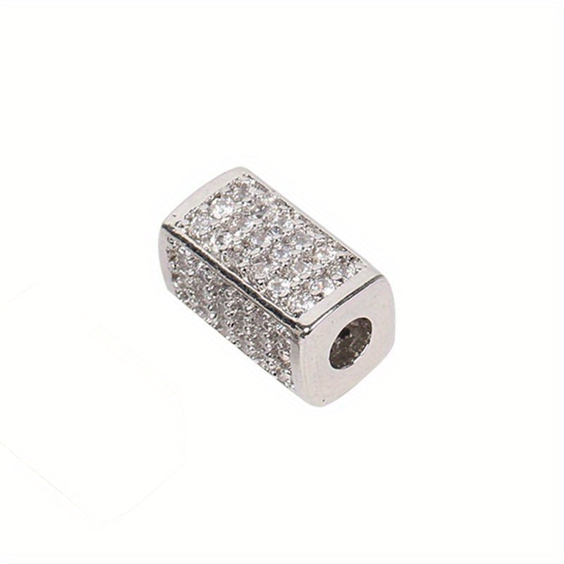 Brass CZ Tube Bead Bracelet Pendant Micro Inlaid Gasket DIY Jewelry