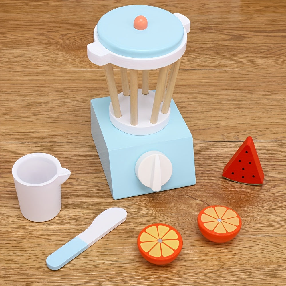 Wooden Juicer Blender Toy Set for Kids Pretend Kitchen Fun