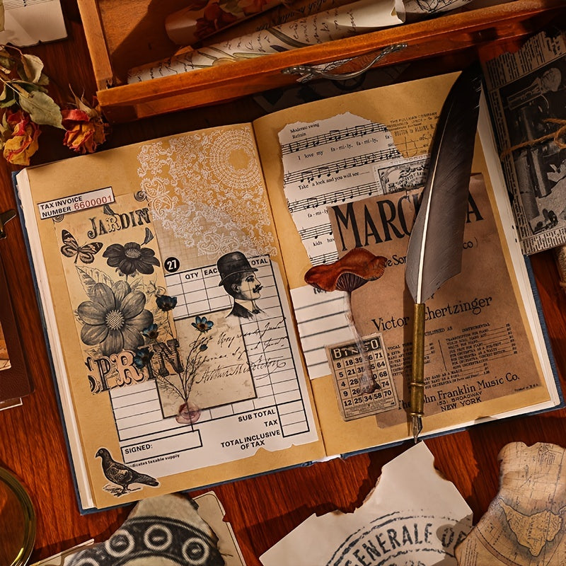 25 Sheets Vintage Memories Notebook Paper DIY Antique Ephemera Scrapbooking