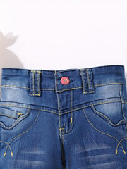 Girls' Swirls Embroidered Denim Pants Regular Fit