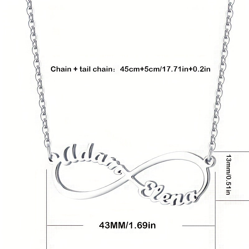 Custom Infinite Love Necklace with 2 Names & Sign, 5 Fonts