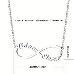 Custom Infinite Love Necklace with 2 Names & Sign, 5 Fonts