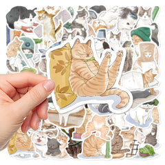 53pcs Cute Orange Cat Stickers for Laptops & Phones