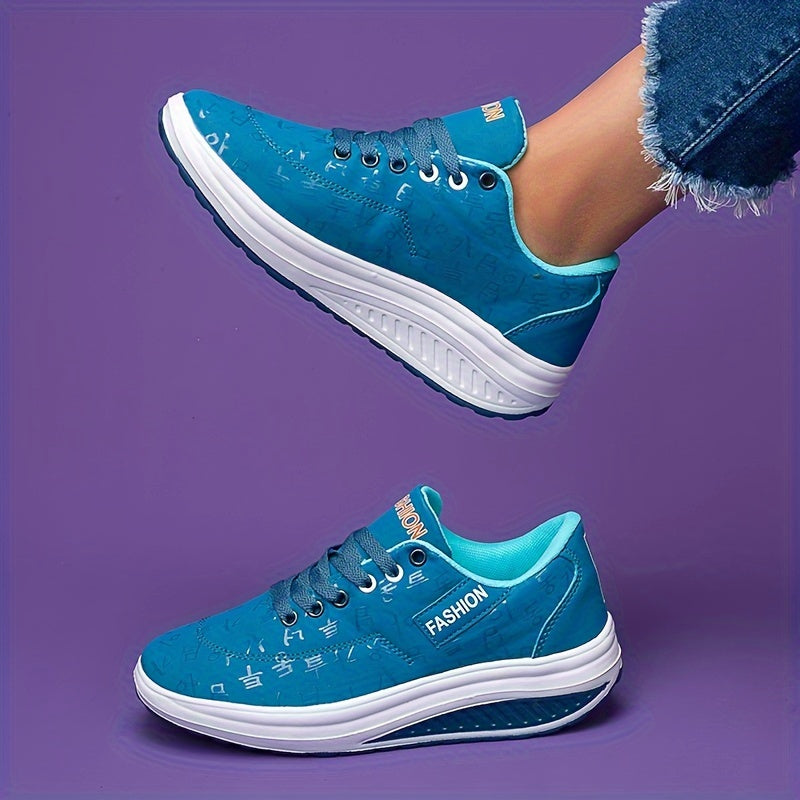 Women's Platform Wedge Walking Shoes Lace Up Sneakers